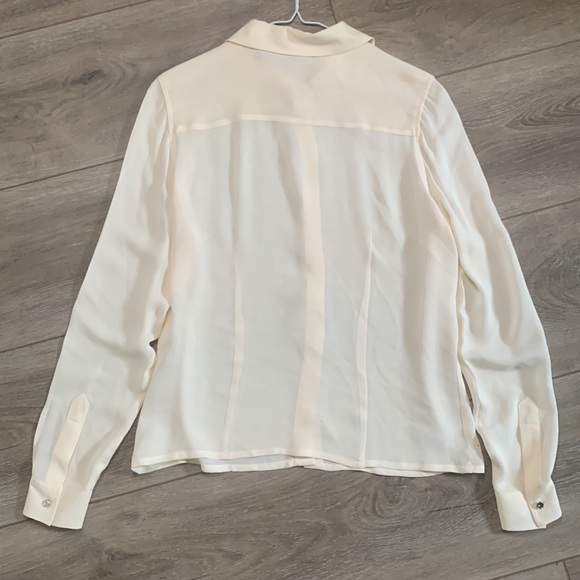 Y2K vintage 100% silk ivory bejeweled button down blouse size 10 - Picture 6 of 6